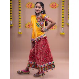 BANJARA INDIA Girls Embroidered Thread Work Ready to Wear Lehenga & Blouse With Dupatta image 5