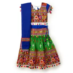 BANJARA INDIA Girls Ethnic Motif Embroidered Ready to Wear Lehenga & Blouse With Dupatta-picture-15