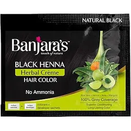 Banjara's Natural Black Henna Herbal Creme Hair Color, 20 g + 20 ml (Pack 10)-picture-25