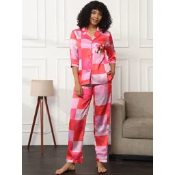 Bannos Swagger Checked Satin Shirt With Lounge Pant-picture-36