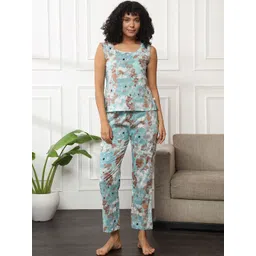 Bannos Swagger Floral Printed Pure Cotton Top With Lounge Pant & Shrug-picture-18