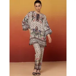Bannos Swagger Floral Printed Round Neck Bamboo Tunic With Trousers-picture-29
