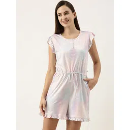 Bannos Swagger Pink Printed Playsuit-image-32