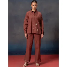 Bannos Swagger Printed Shirt Collar Shirt With Trousers Co-Ords Set-picture-34