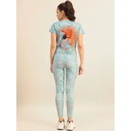 Bannos Swagger Sky Blue Tie and Dye Printed Round Neck T-shirt & Tight-picture-28