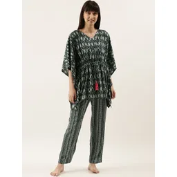 Bannos Swagger Women Blue & Black Printed Night Suit-picture-27