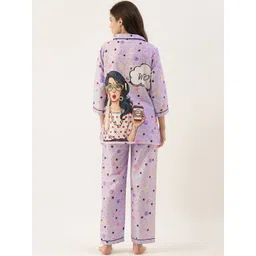 Bannos Swagger Women Purple & Black Printed Night suit-picture-12