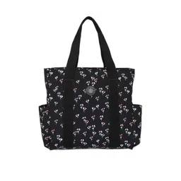 BAOMI Black Floral Printed Shopper Tote Bag-picture-12