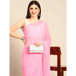 BAPS Floral Sequined Pure Georgette Designer Saree-picture-41