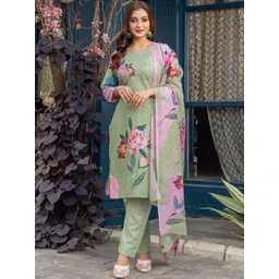 BAPS Women Floral Printed Kurta with Trousers & Dupatta-picture-33