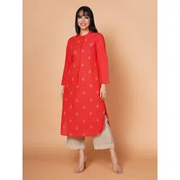 BARARA ETHNIC Women Ethnic Motifs Embroidered Mandarin Collar Cotton Kurta-picture-40
