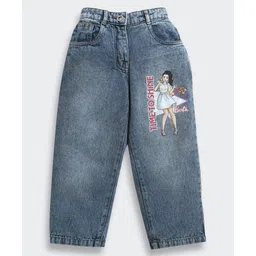 Barbie by Tiny Girl Denim Mattel Featuring Character Printed Jeans - Blue-picture-15