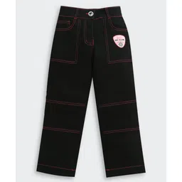 Barbie by Tiny Girl Denim Thread Work Embroidered Jeans - Black-image-42