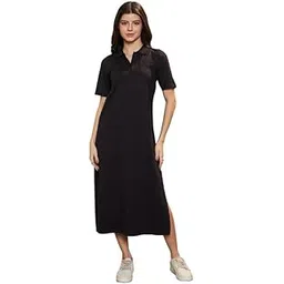 barcino Black Polo Collar Neck T-Shirt Dress-picture-22