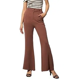 barcino Brown Bell Bottom Textured Pants-picture-48