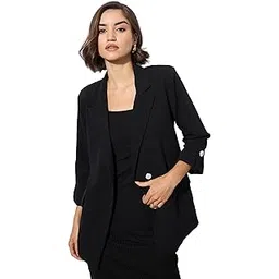 barcino Women's Roll-Up Detail in Sleeve Regular Blazer-picture-20