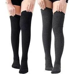 barhary Wool Warm Thigh High Socks, Knitted Thick Thermal Woollen Socks for Women Winter Wear, Knee Length, Knee High Leg Warmers Long Socks Boot Cuffs Knee Cap | Stocking Girls long socks Free Size, 1 Pair-picture-10