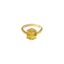 Barmunda gems Gold Plated Yellow Sapphire Brass Finger Ring-picture-1