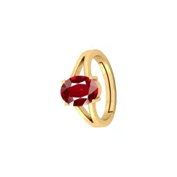 Barmunda gems Men Red Ruby Stone & Gold-Plated Brass Finger Ring-picture-3
