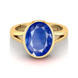 Barmunda gems Men Sapphire Blue Stone & Gold-Plated Brass Finger Ring-picture-45
