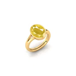 Barmunda gems Men Yellow Sapphire Stone Studded & Gold-Plated Brass Finger Ring image 1