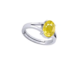 Barmunda gems Men Yellow Sapphire Stone Studded & Silver-Plated Brass Finger Ring-picture-12