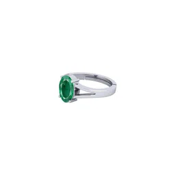 Barmunda gems Unisex Silver Plated Adjustable Emarald Finger Ring-picture-23