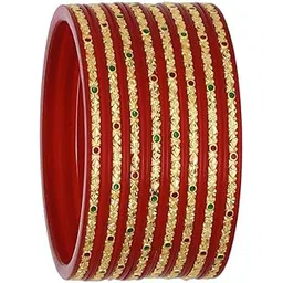 Barrfy Collections Micro Plating Red Colour Gold Plated Bangles Set (Pack of 8 Bangles)-picture-26