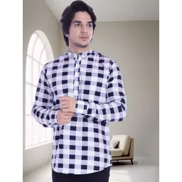 BASE 41 Men Checked Thread Work Straight Kurta-picture-30