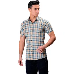 BASE 41 Men Slim Fit Checked Casual Shirt-picture-13