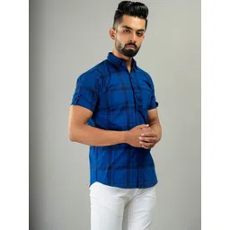 BASE 41 Men Slim Fit Checked Casual Shirt-picture-18