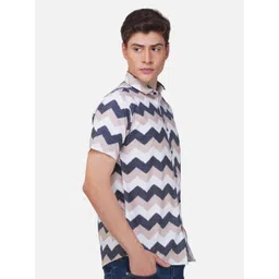 BASE 41 Men Slim Fit Chevron Printed Casual Shirt image 3