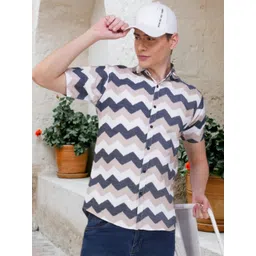 BASE 41 Men Slim Fit Chevron Printed Casual Shirt image 1