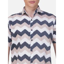 BASE 41 Men Slim Fit Chevron Printed Casual Shirt image 2