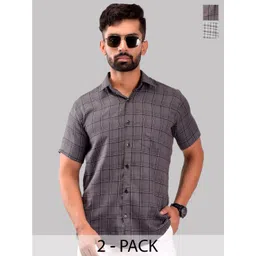BASE 41 Men Slim Fit Windowpane Checks Checked Casual Shirt-picture-21