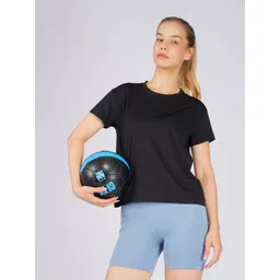 basicplz Women Solid Round Neck Polyester Black T-Shirt-picture-46