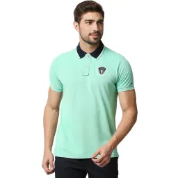 Basics Agua Green Cotton Muscle Fit Polo T-Shirt-picture-24
