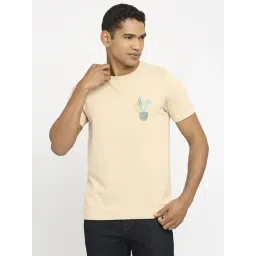 Basics Beige Cotton Muscle Fit T-Shirt-picture-26