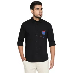 Basics Black Cotton Slim Fit Shirt-picture-32