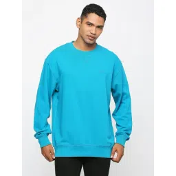 Basics Blue Cotton Comfort Fit Sweatshirt-picture-28