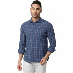 Basics Blue Slim Fit Checks Shirt-picture-20