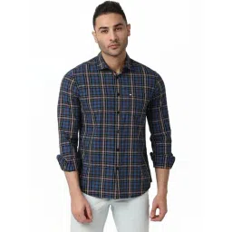Basics Blue Slim Fit Checks Shirt-picture-11