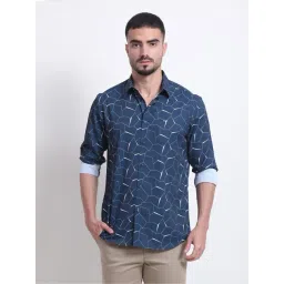Basics Blue Slim Fit Printed Shirt-picture-20