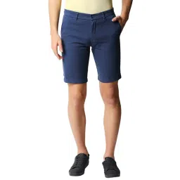 Basics Comfort Fit Ensign Blue Pure Cotton Twill Shorts-picture-27