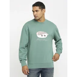 Basics Green Cotton Comfort Fit Printed Sweatshirt-picture-20