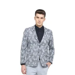 Basics Light Grey Printed Notched Lapel Blazer-picture-44