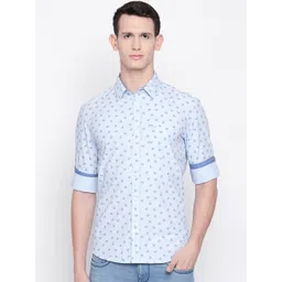 Basics Men Blue Slim Fit Printed Casual Shirt-picture-37