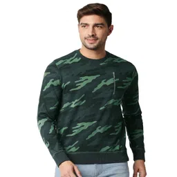 Basics Men Camouflage Printed Pure Cotton Pullover-picture-35