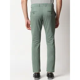 Basics Men Green Tapered Fit Cotton Formal Trousers image 2