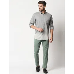 Basics Men Green Tapered Fit Cotton Formal Trousers image 3